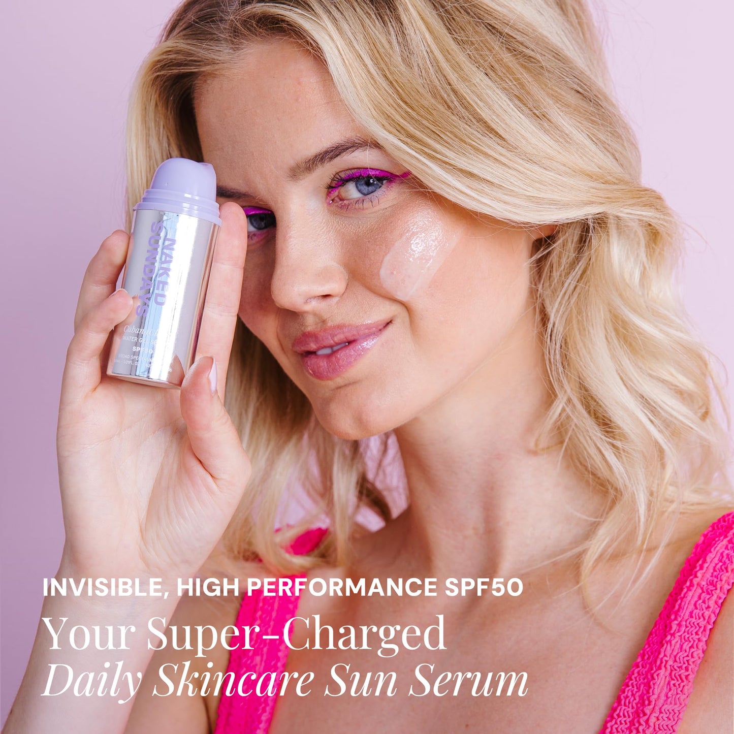 Naked Sundays CabanaClear SPF 50 Sunscreen Serum for Face, Invisible Water Gel with Hyaluronic Acid, Broad Spectrum UVA/UVB Protection, Hydrating Makeup Primer, No White Cast, Fragrance-Free, 30ml