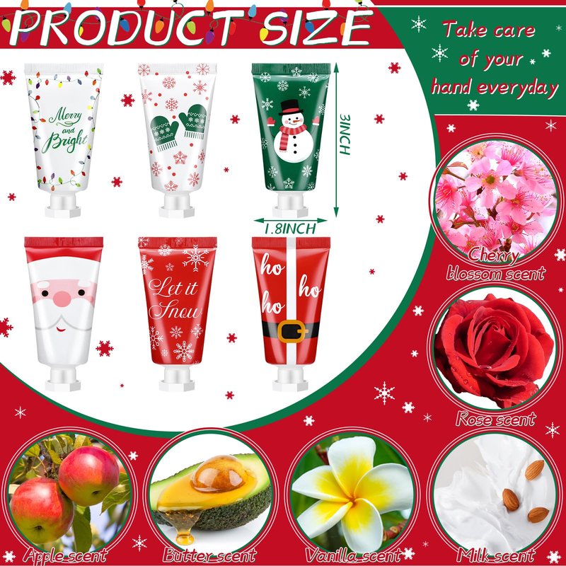 96 Pieces Secret Santa Gift Set: Mini Christmas Hand Cream Travel Size Lotion Bulk Holiday Stocking Stuffers Appreciation Gifts for Women Employee Coworker Staff 30ml 6 Natural Plant Fragrance