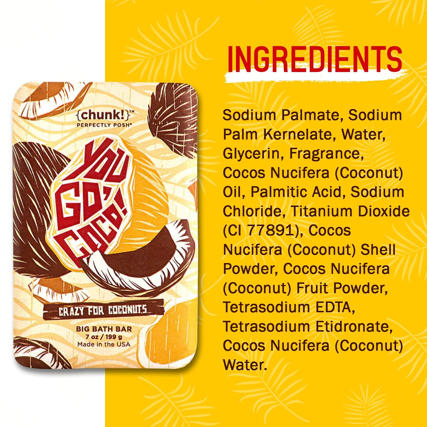 Perfectly Posh - You Go Coco Big Bath Bar - Nourishing Soap with Coconut & Tropical Fragrance - for Moisturizing Bath Time - 7oz