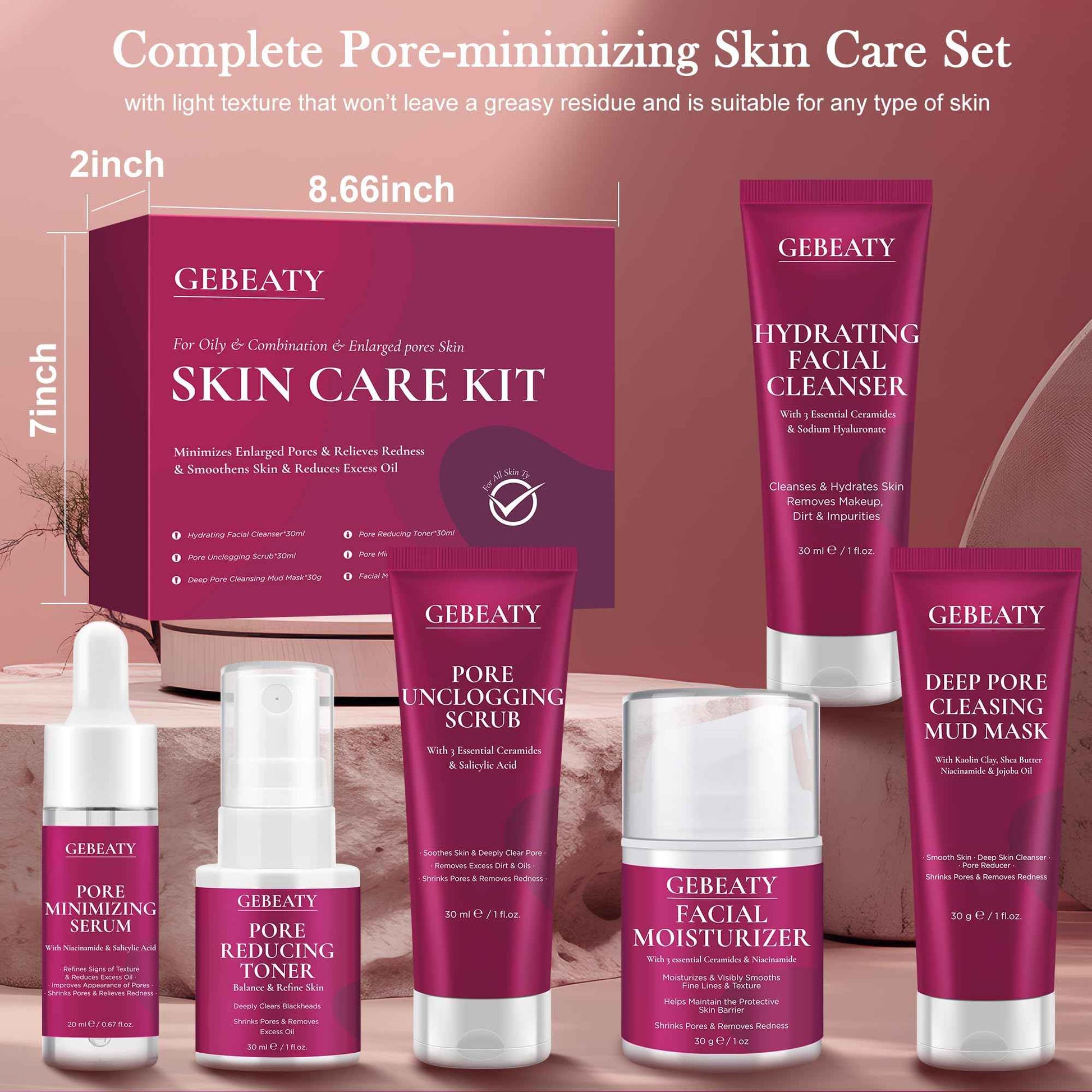 Skin Care Set,Women Girls Skin Care for Teens 10-12, Hydrate, Glow,Minimize Pore,Smooth,Travel Skincare,Birthday Teen Girl Gifts Trendy Stuff,Christmas Stocking Stuffers for Teens Teenage Tween Women