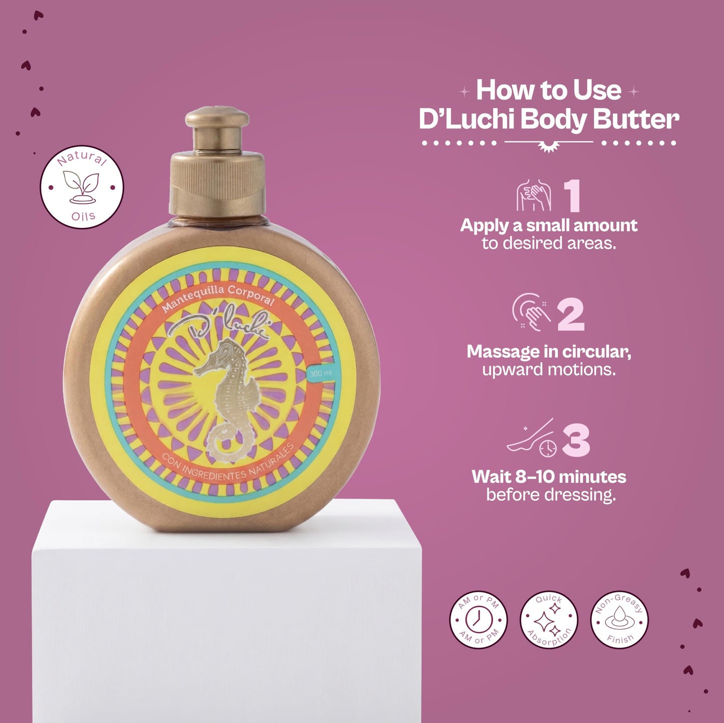Kaba D'Luchi Body Butter Made With Natural Coconut Oil and Vitamin E, Provides Intense Nourishment & Hydration, Moisturize Skin, With Golden Glitter, 10 Oz
