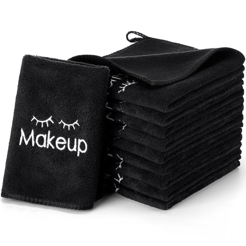 Macarrie Makeup Remover Towels - 36 Pcs Soft Microfiber Face Wash Cloths | Quick Dry, Black