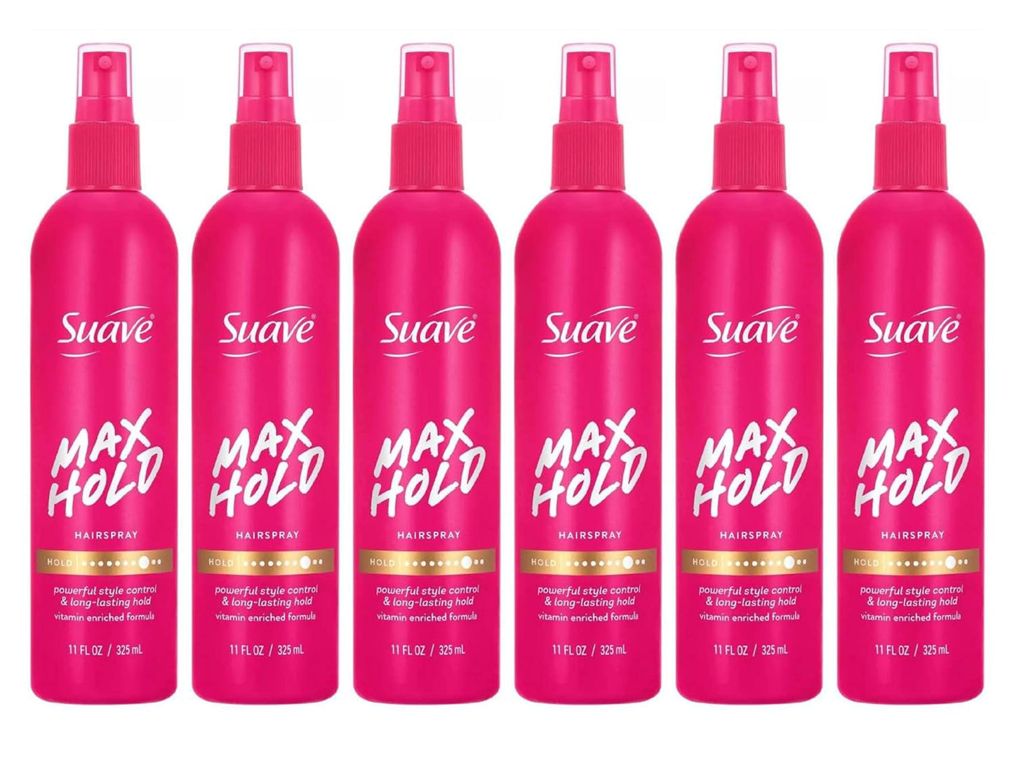 Suave Hairspray Max Hold - 11 Ounce Pump | Long-Lasting Hold, Pack of 6