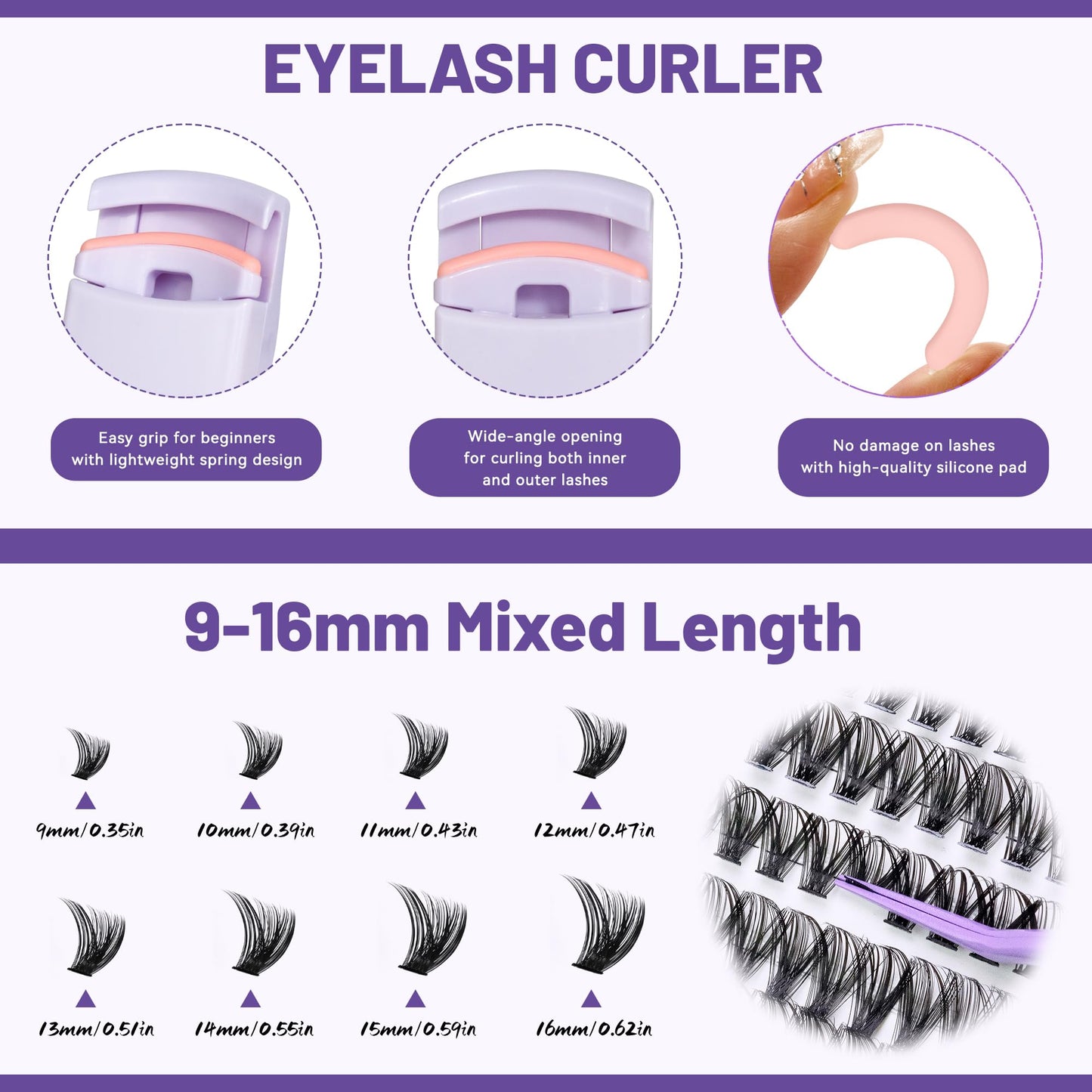QUAFFLY 5-Pack False Eyelashes Kit with Lash Glue & Seal, Remover, Tweezers, Curler | Professional Lash Extension Set for Natural/Dramatic Look, Reusable, Salon & Home Use