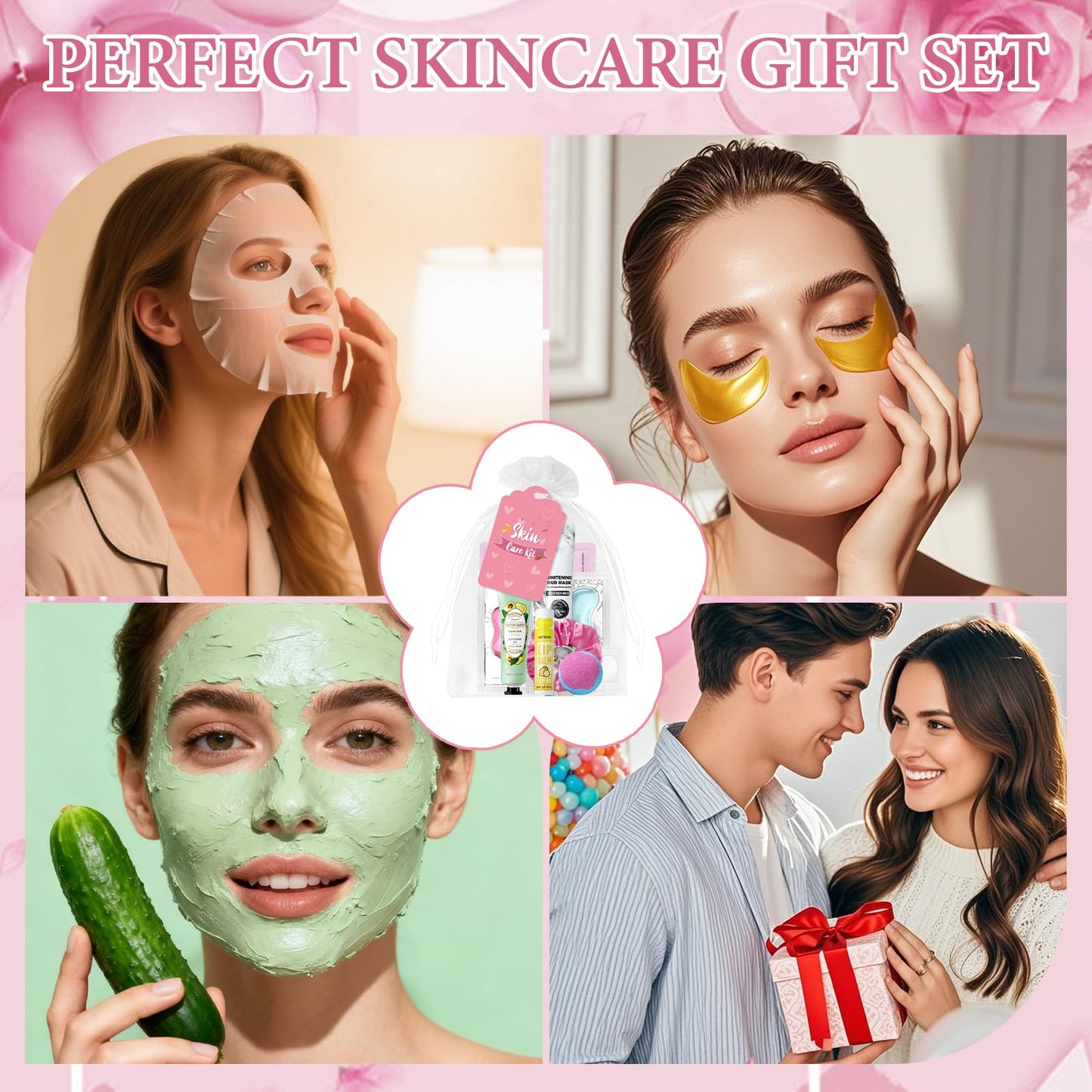 132 PCS Spa Party Supplies for Women, Spa Party Favors Include Face Masks Skincare, Hand Cream, Lip Balm, Under Eye Patches, Lip Mask, Foot Bath Bombs & Mud Mask, Spa Birthday Sleepover Party Supplies