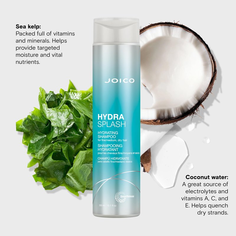 HydraSplash Hydrating Shampoo | For Fine, Medium, Dry Hair | Replenish Moisture | Add Hydration & Softness | With Sea Kelp & Coconut Water | 10.1 Fl Oz