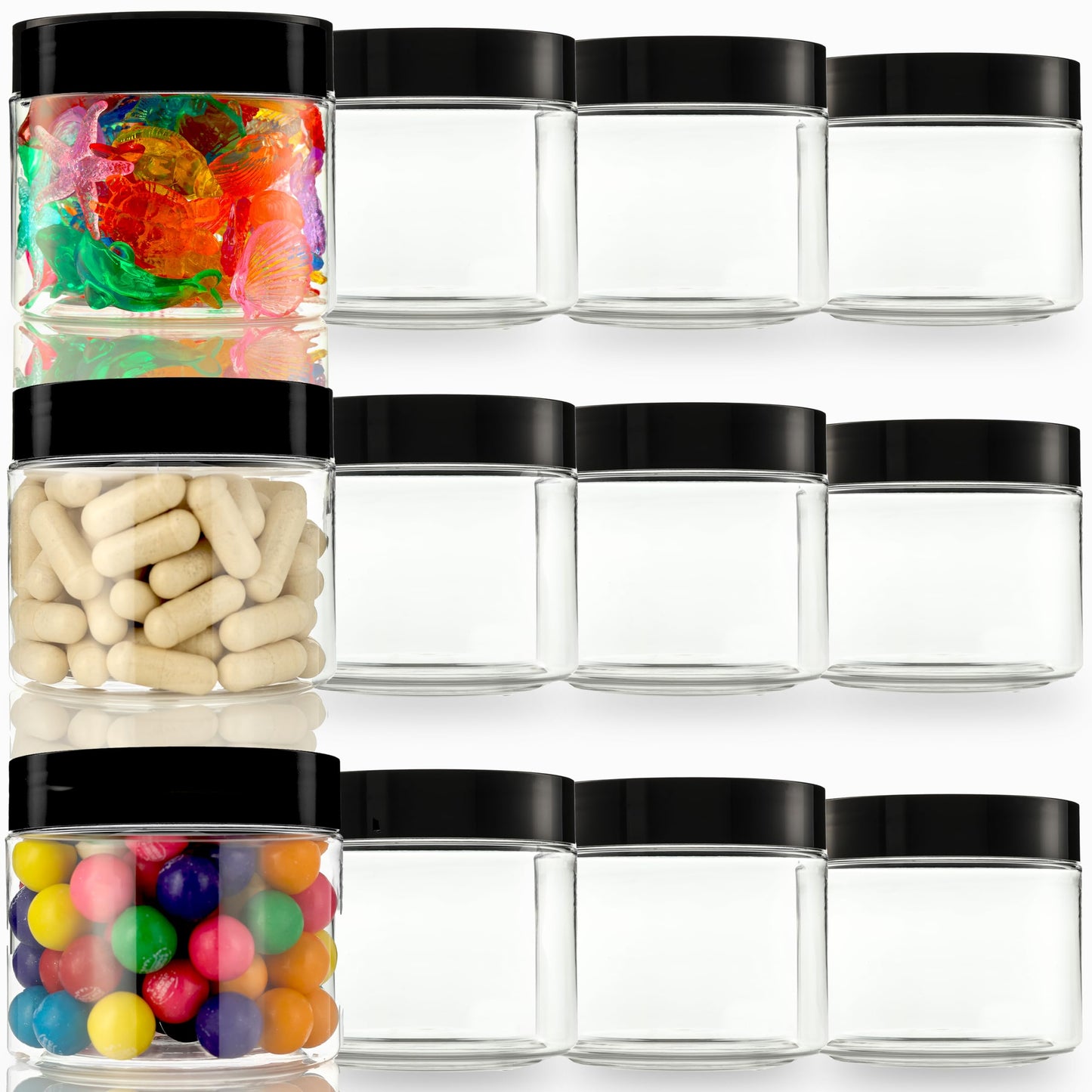 Small Plastic Containers With Leads - 5 OZ Small Jars with Lids - 24 Pack - Great as Travel Containers for Creams, Cosmetic - Leak Free