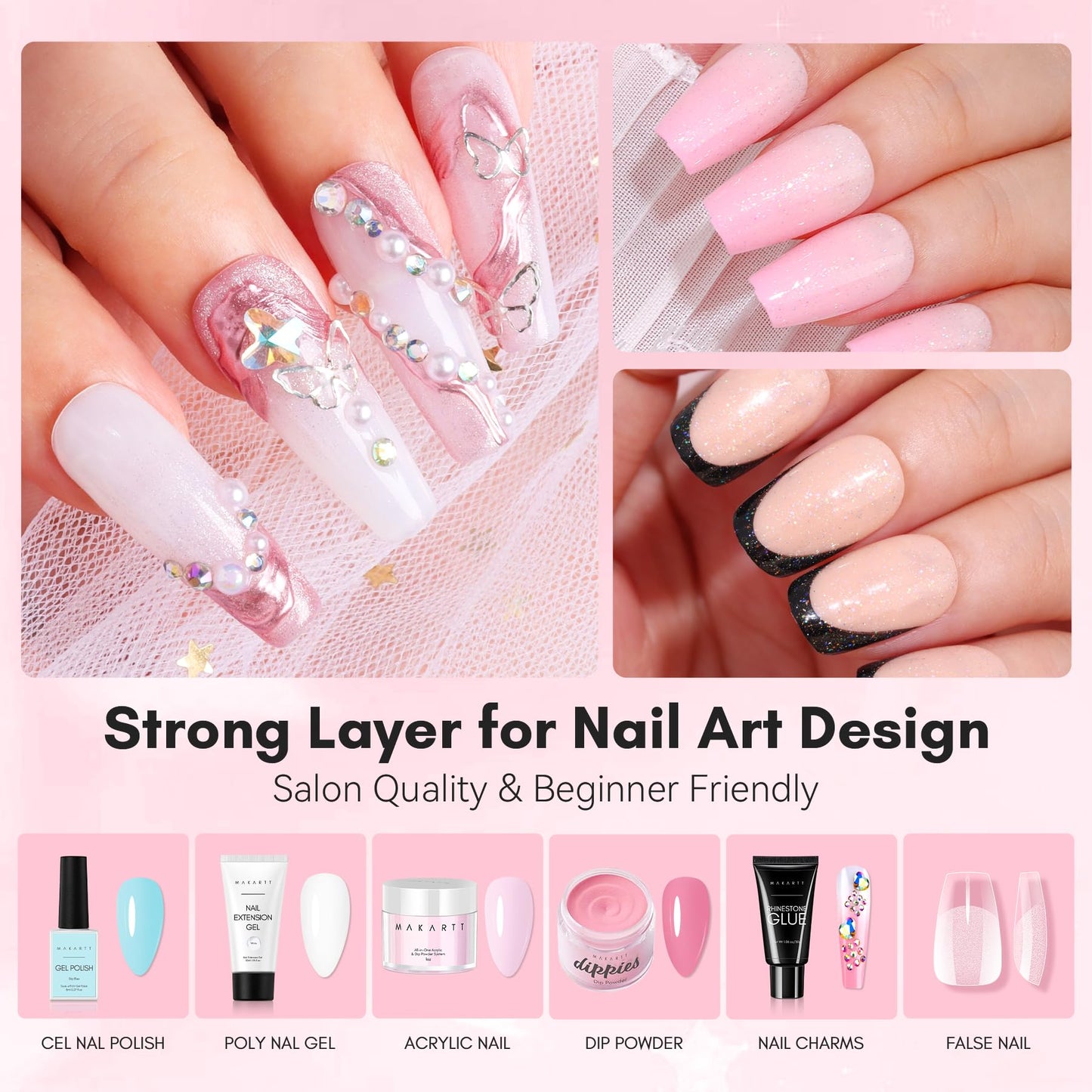 Makartt Base Coat Nail Polish 15ml – Extra Strong, Long-Lasting Gel Base Coat & Nail Glue for Small Nail Charms, Press-On Nails, UV/LED Lamp Required, Clear Foundation for Salon & DIY Home Use