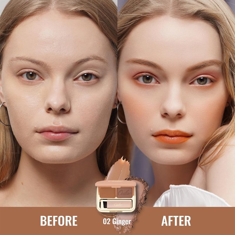 Waterproof Brown Eyebrow Powder Kit - Long-Lasting Pomade & Brush for Sparse Brows | 3.2 g/0.11 oz (Ginger)