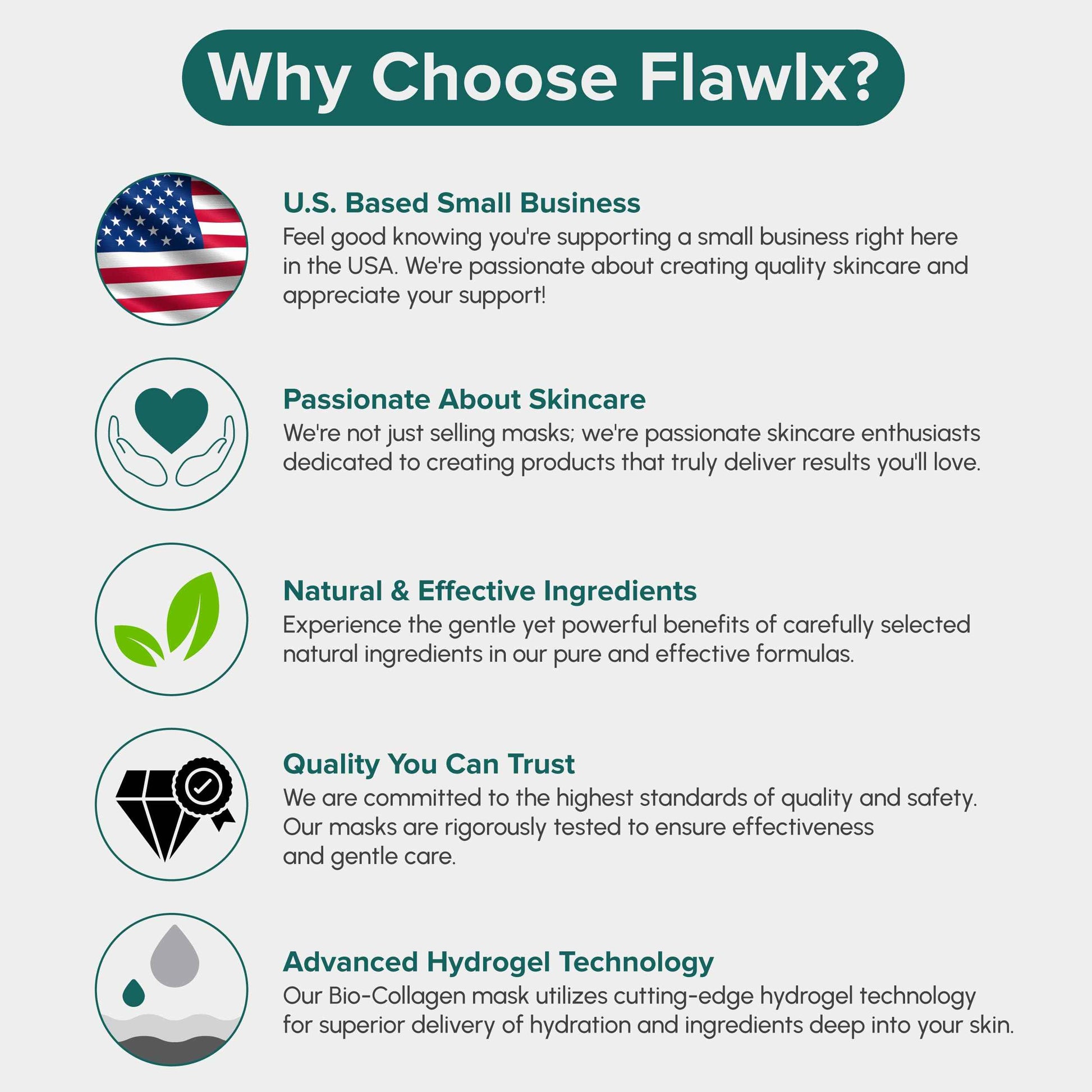 Flawlx Bio-Collagen Real Deep Face Mask, Hydrating Overnight Hydrogel Mask, Pore Minimizing, Elasticity Boosting, With Natural Ingredients, Facial Mask 45g (5-Pack)