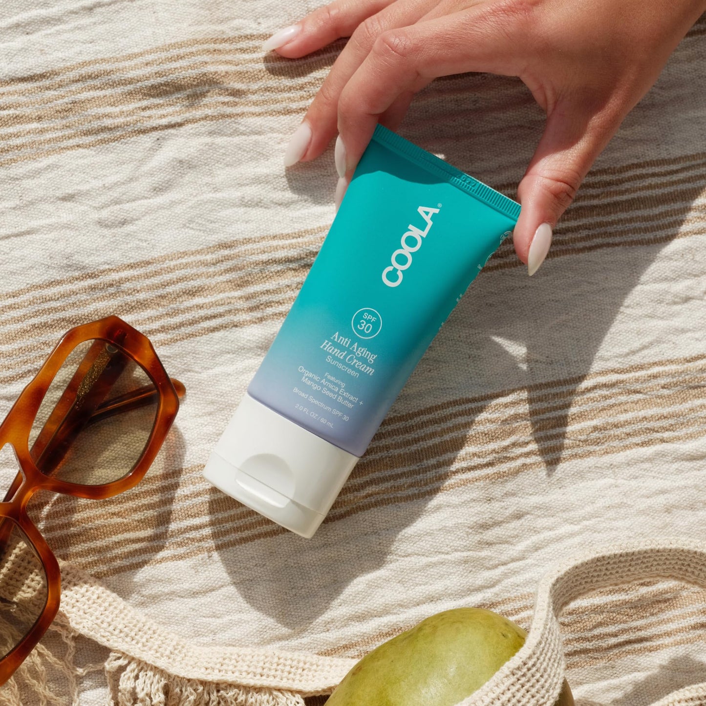 COOLA Anti-Aging Hand Cream with SPF 30, Dermatologist Tested Sunscreen, Mango Seed Butter, Vitamin E, Organic Arnica, Deeply Nourishing, Visibly Smooths Skin, 2 Fl Oz