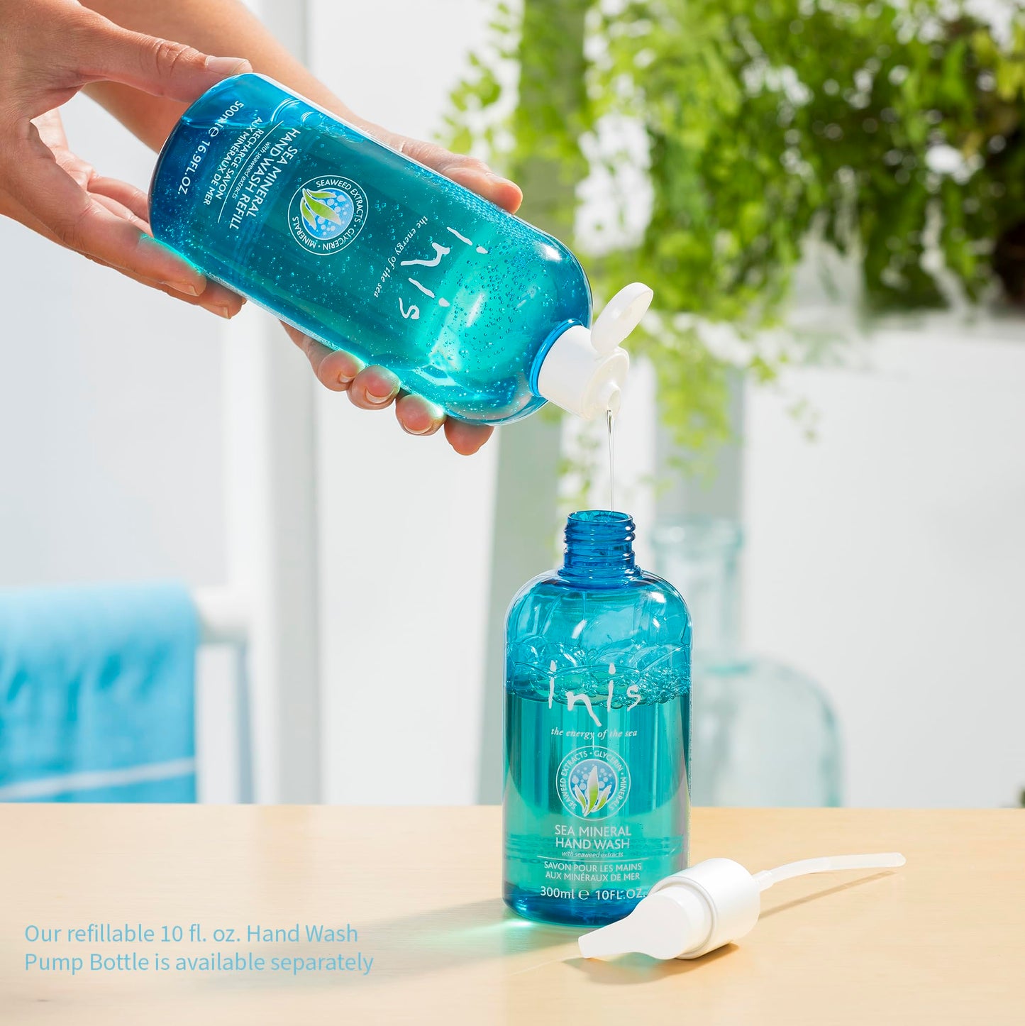 Inis the Energy of the Sea - Sea Mineral Hand Wash Refill for Women and Men, Large Liquid Hand Soap Refill with Seaweed Extract and Aloe Vera, Clean Ocean Fresh Scent, 16.9 fl oz