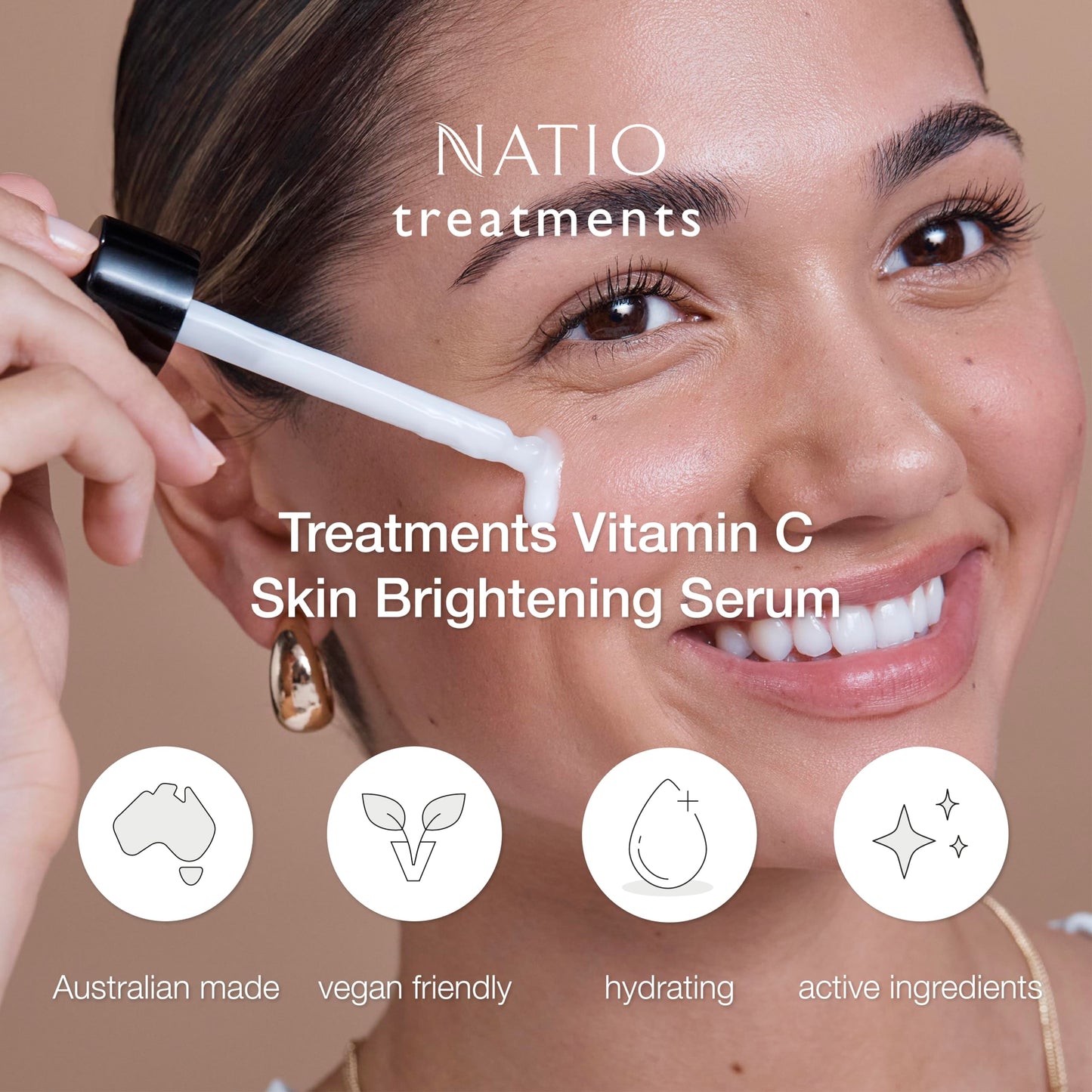 Natio Vitamin C Skin Brightening Serum, 1 oz - Antioxidant-Rich Vitamin C Face Serum - Radiance Boost with Aloe Vera, Shea Butter for All Skin Types