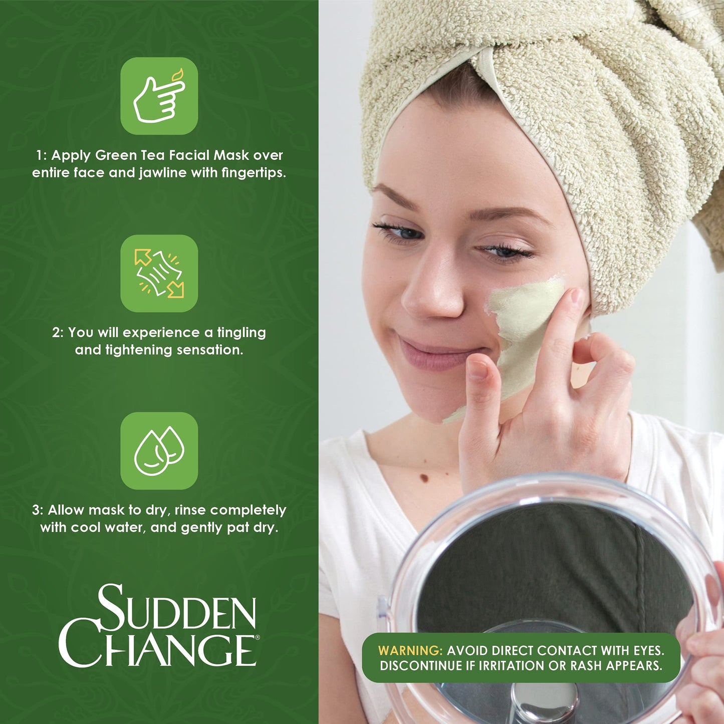 Sudden Change Green Tea Facial Mask 3.4oz (3 Pack)