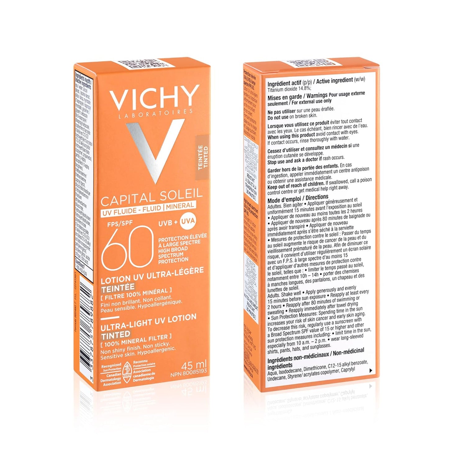 Vichy Capital Soleil Tinted Mineral Sunscreen SPF 60 - Lightweight, Water-Resistant Face Protection | Travel Size