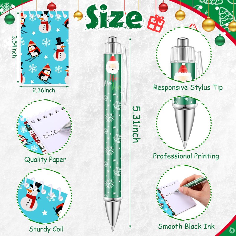 Dansydaisy 32 Pcs Christmas Gifts Set Christmas Makeup Bags Bulk Santa Socks Holiday to Do List Notepad Snowman Ballpoint Pens Keychain Xmas Party Winter Gifts