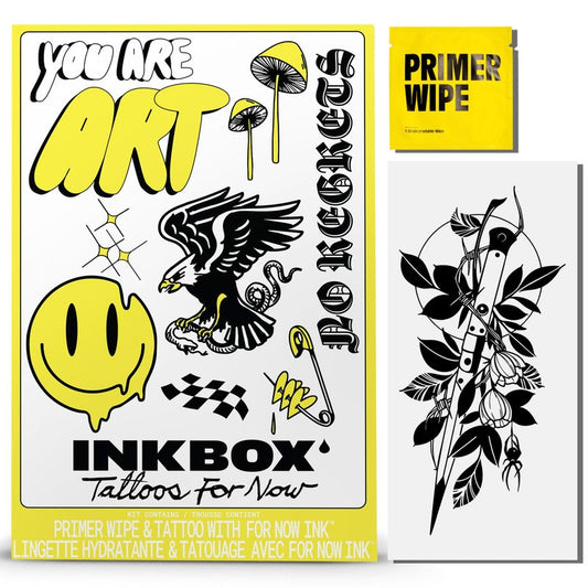 Inkbox Temporary Tattoos, Extra-Large Semi-Permanent Tattoo, One Premium Easy, Long Lasting, Water-Resistant Temp Tattoo with For Now Ink - Lasts 1-2 Weeks, Flower Tattoo 5.5 x 9 in, Edgelord