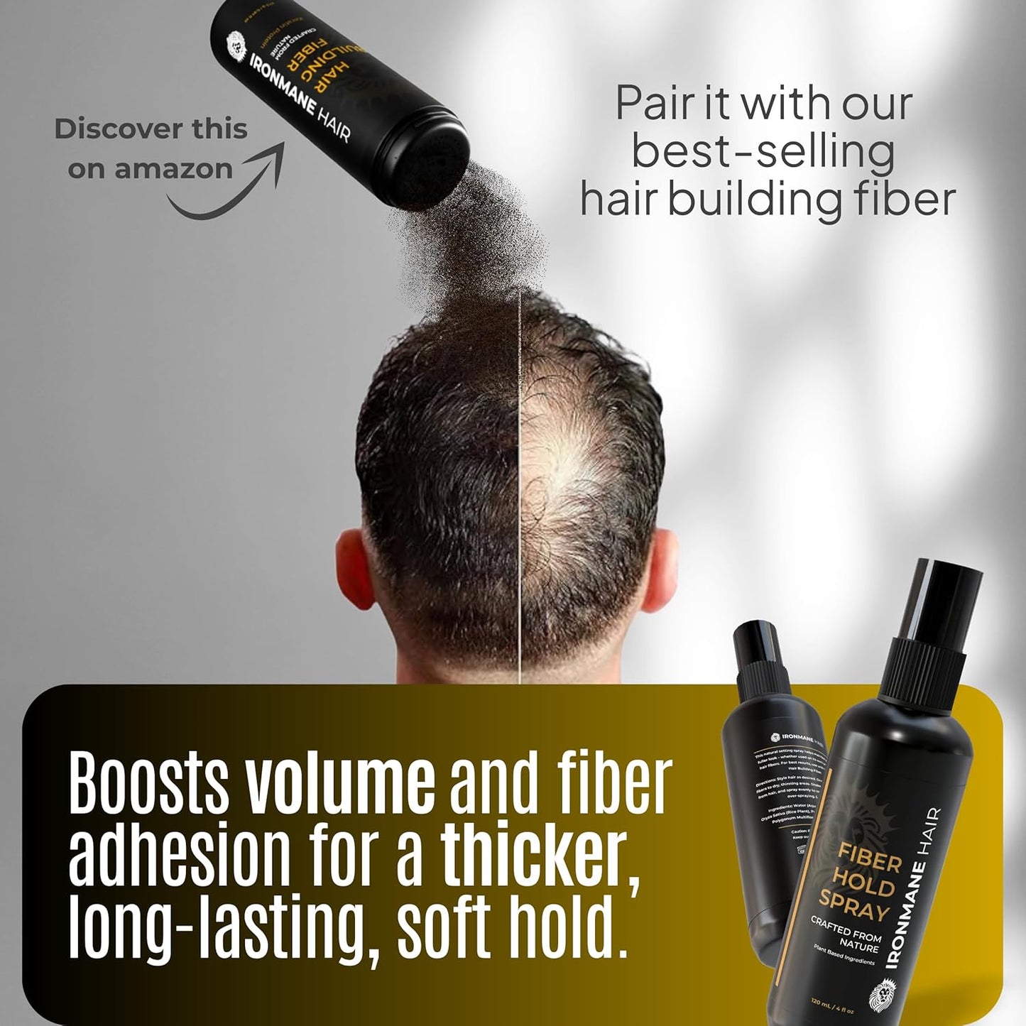 Fiber Hold Spray for Hair Fibers - Natural Unscented Formula with Sea Salt & Ginseng | Flexible Matte Hold