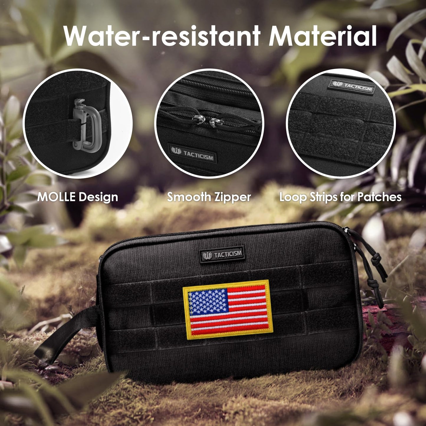 TACTICISM Large Black Toiletry Bag for Men and Small Brown Dopp Kit, Bundle Sales