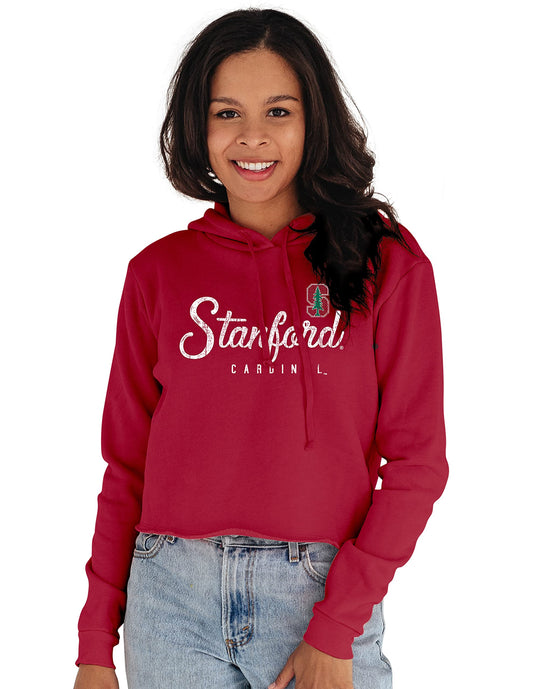 Blue 84 Women's Stanford Cardinal Vintage Crop Hoodie, Stanford Cardinal, Medium