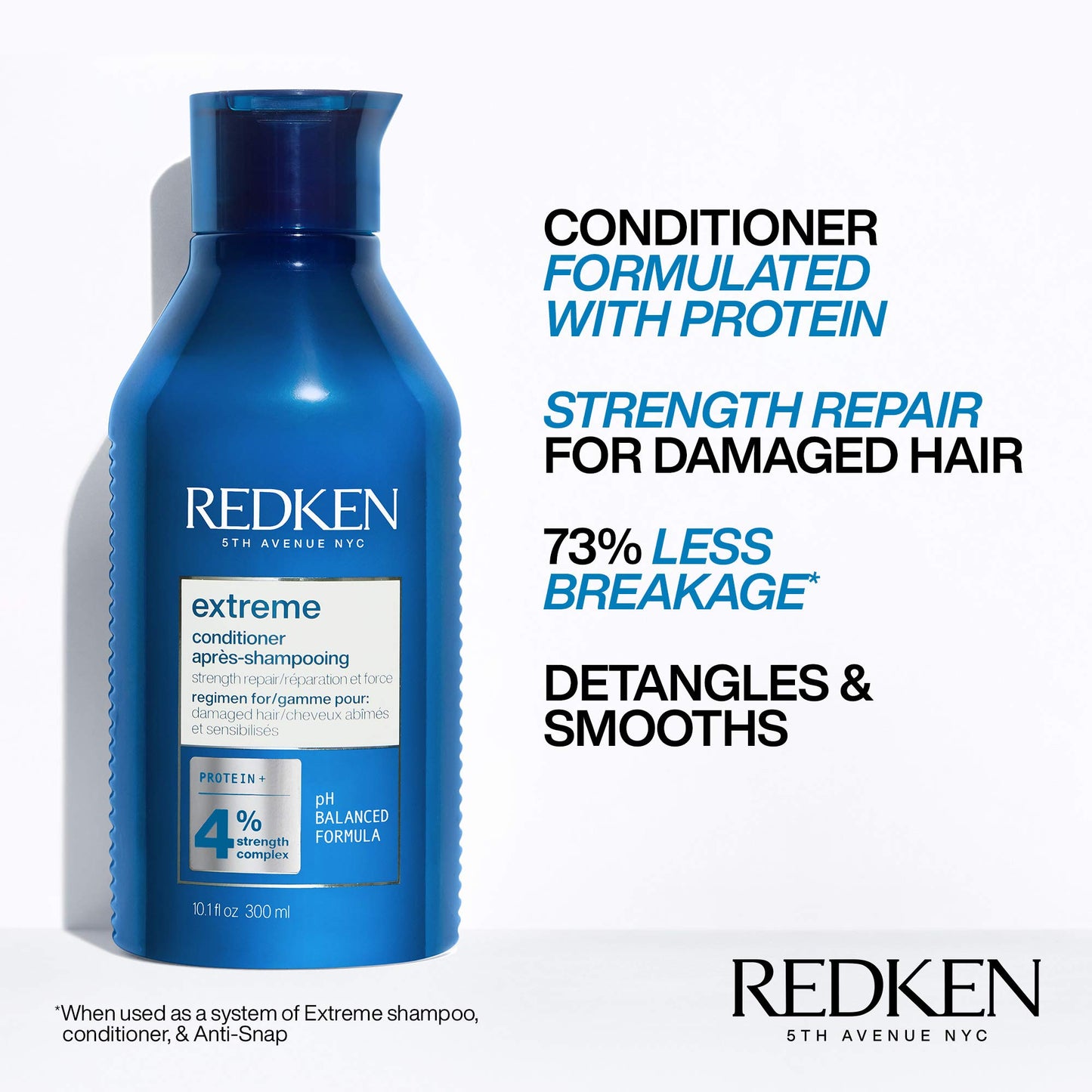 Redken Extreme Shampoo and Conditioner | For Damaged Hair Repair | Protein-Infused Strengthening Formula