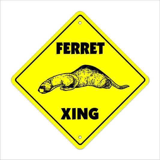 Ferret Crossing Sign Zone Xing | Indoor/Outdoor | 12" Tall Animals Mammal Kid pet Child boy Girl Animal