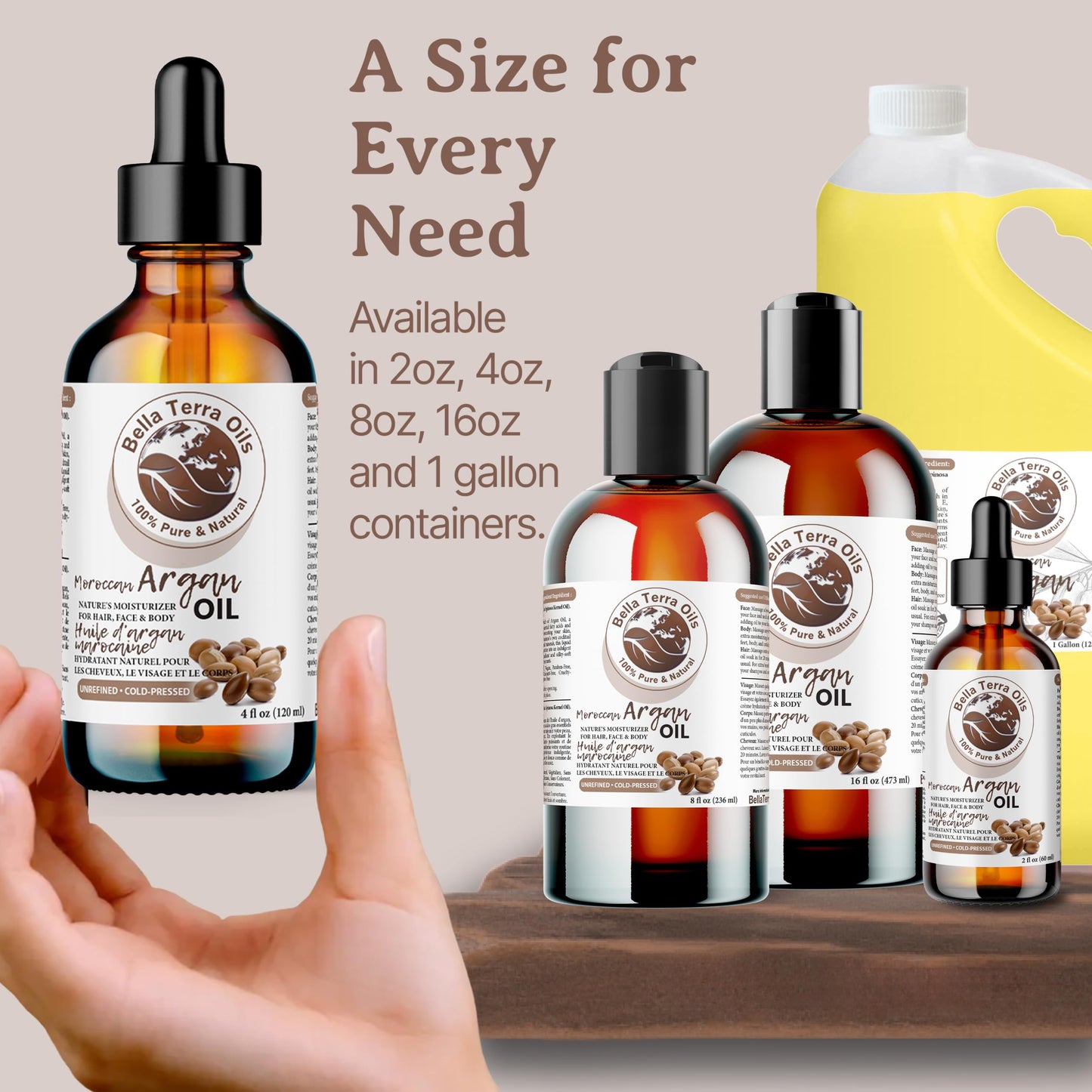 Bella Terra Oils - Argan Oil 16oz - Unrefined & Pure, Unlock the Magic of Moroccan Argan, Immerse in Natural Hair & Skin Nourishment