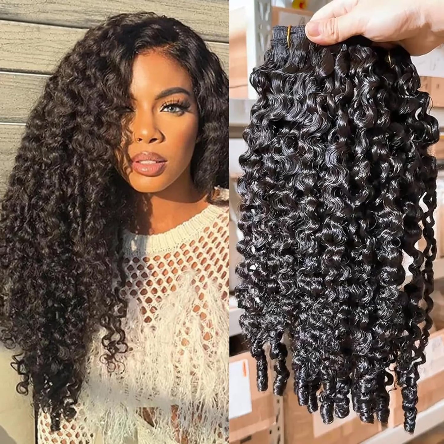 Burmese Curly Human Hair Bundles - 12 Inch Unprocessed Raw Hair Extensions | Natural Color Spiral Curly Weft