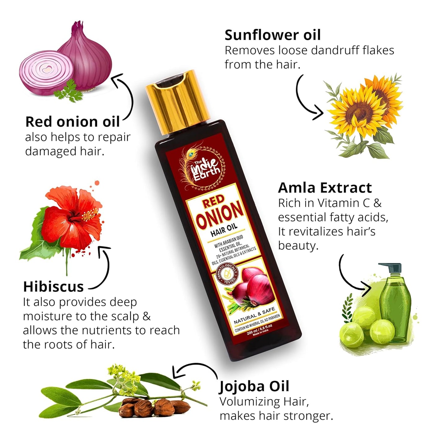 Red Onion Hair Growth Oil - Anti Hair Fall Formula with 29 Natural Herbs & Oils | 200ml
