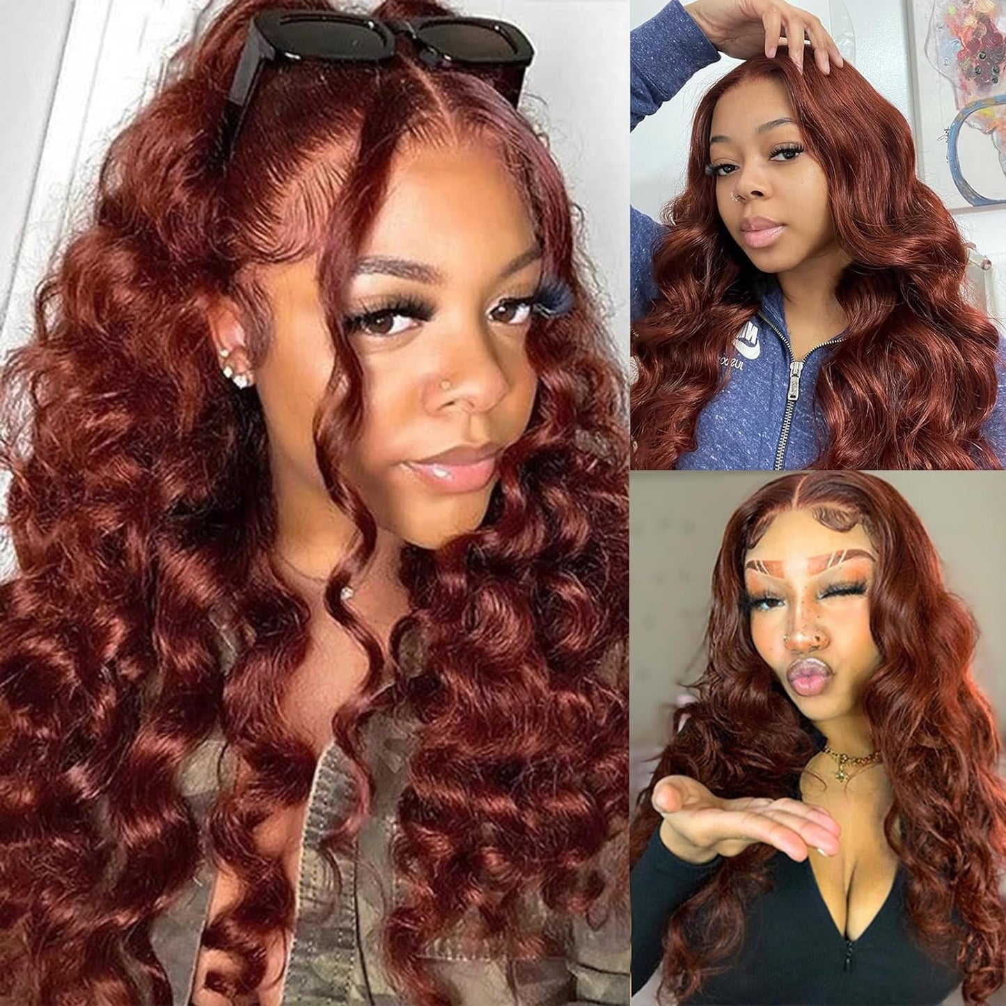 Reddish Brown Bundles Human Hair 10A Brazilian Loose Deep Wave Bundle (Reddish Brown 18Inch)