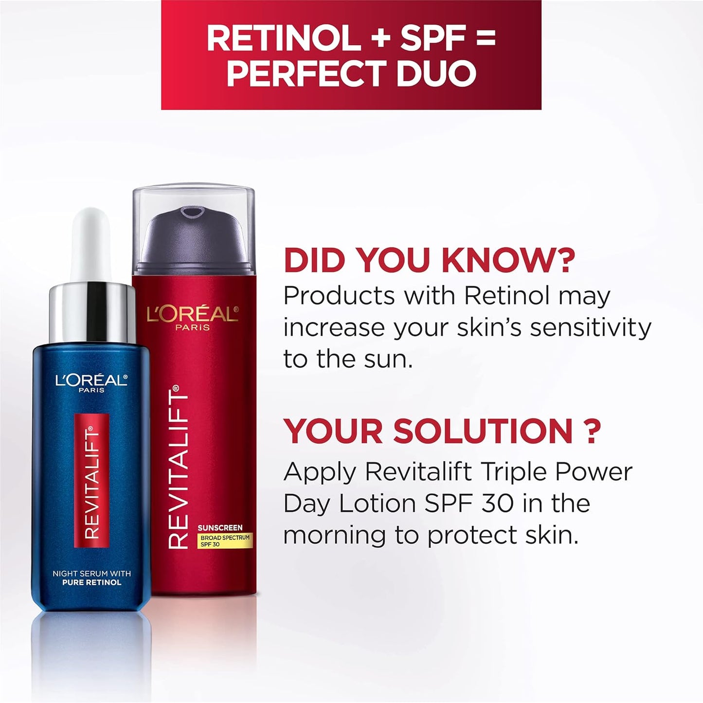 L'Oreal Paris Revitalift Night Serum - 0.3% Pure Retinol for Deep Wrinkles | Fragrance-Free, 1 oz