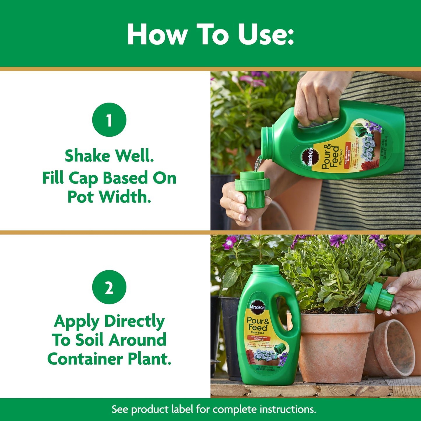 Miracle-Gro Pour & Feed Plant Food, Fertilizer Instantly Feeds Live Plants, For Outdoor & Indoor Plants in Containers, 32 oz.