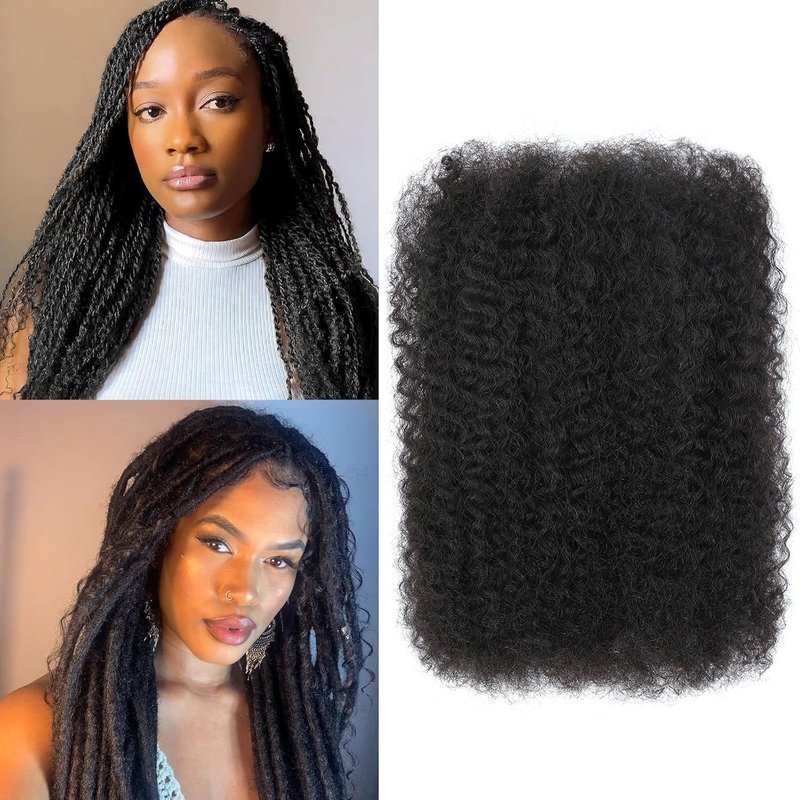 Afro Kinkys Bulk Human Hair -100% Real Human Hair for Mini Twist, Braiding, 16 Inch 50g 4c Kinky Curly Hair Bundles, Loc Extensions & Crochet, Natural Afro Bulk for Dreadlocks