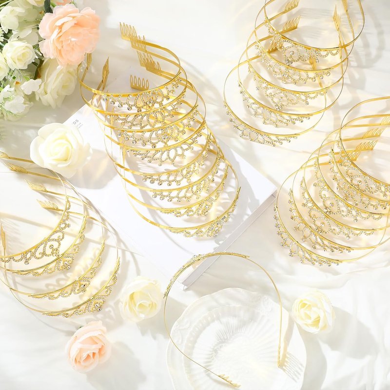 Crystal Tiara Crowns - 24 Pcs Rhinestone Headbands for Women | Perfect for Pageants, Weddings, and Parties