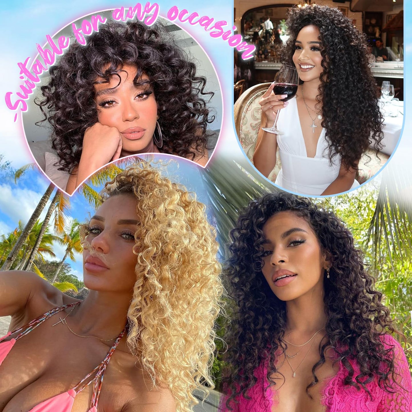 Gowit Pre Looped Deep Wave Crochet Hair 12 Inch 7 Packs Short Curly Black Pre Twisted Ocean Wave Deep Twist Crochet Braids Synthetic Braiding Hair for Black Women
