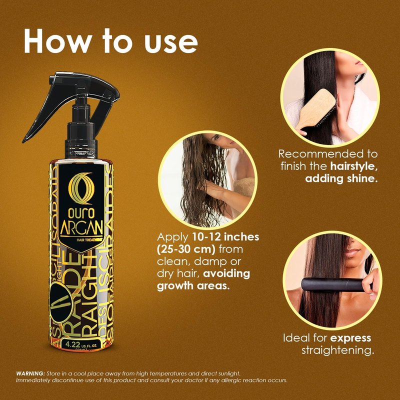 OURO 100% Pure Moroccan Argan Oil, Natural Antioxidant, Moisturizes and Gives Shine to Hair, Controls Frizz, Without Mineral Oils, 4.22 O.z