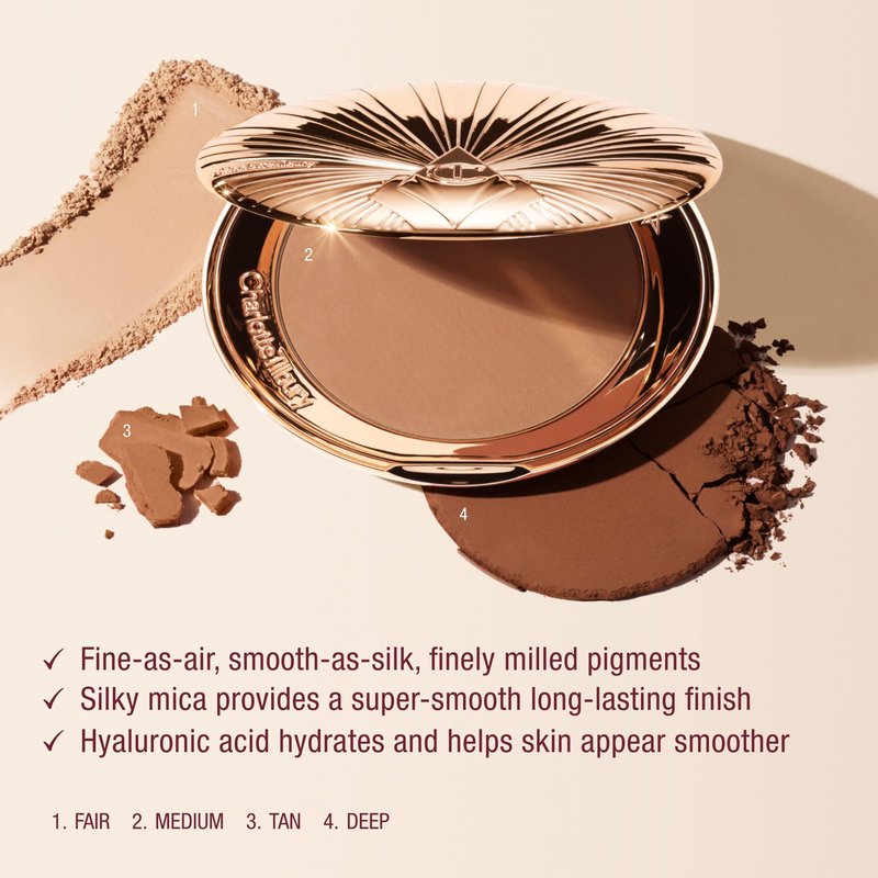 Charlotte Tilbury Airbrush Matte Bronzer Refill - Smoothing & Blurring Powder Bronzer with an Airbrush Finish - Refillable Makeup Infused with Silky Mica & Hyaluronic Acid - 3 Tan