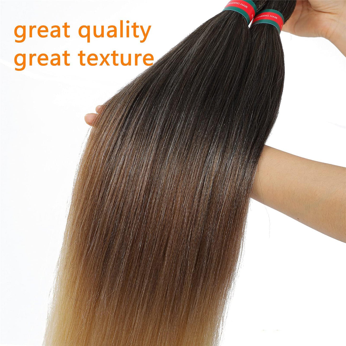 RUN SHUI Ombre Pre stretched Braiding Hair, 36 Inch 4 tones Braid Hair Extensions, 8 packs Multi Color Blend Braiding Hair Pre-stretched, Crochet Hair Braiding(36''-8packs, 1b/30/27/613)