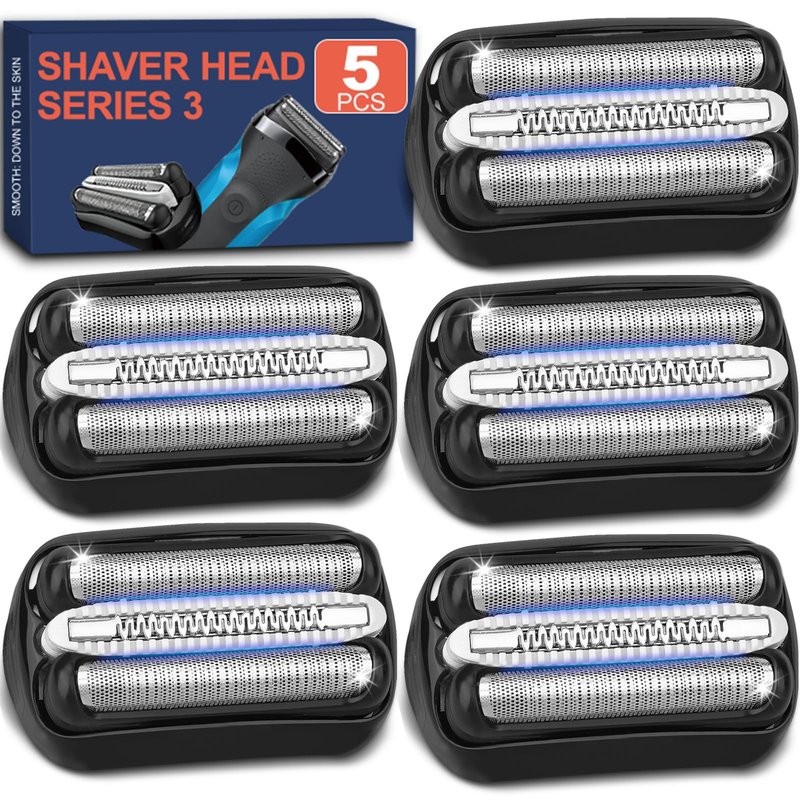 5Pack 32B s3 Replacement Head – Series 3 Shaver Head Compatible with Braun 3040s, 3080s-4, 370cc, 3070cc, 3000s, 3010, 3090cc & More – Wet and Dry Electric Razor Replacement Heads