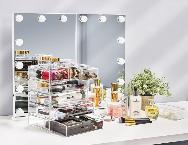 Sorbus Acrylic Makeup Organizer Set, 6-Drawer Vanity & Countertop Cosmetic Storage with Small & Wide Drawers, Clear Makeup Storage for Brushes, Lipsticks, Jewelry – Holiday Gift for Women & Teens