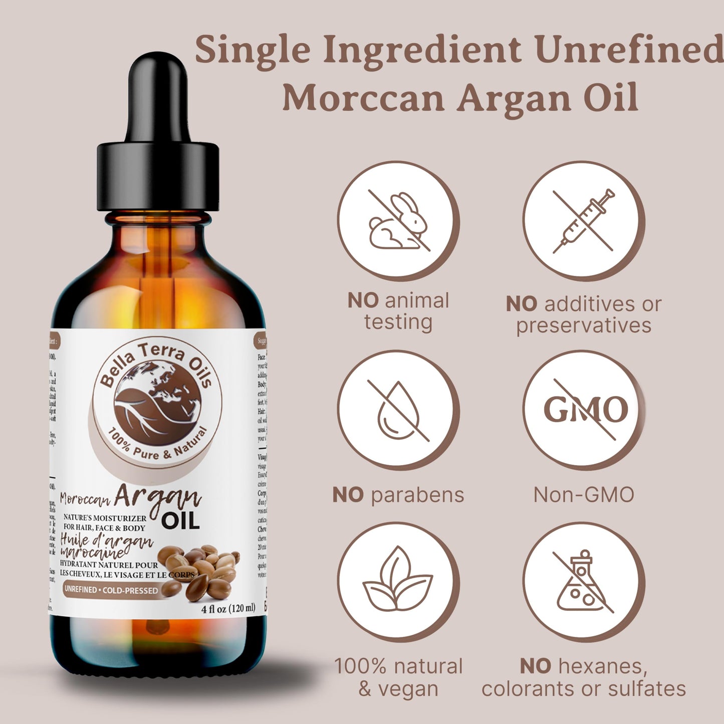 Bella Terra Oils - Argan Oil 16oz - Unrefined & Pure, Unlock the Magic of Moroccan Argan, Immerse in Natural Hair & Skin Nourishment
