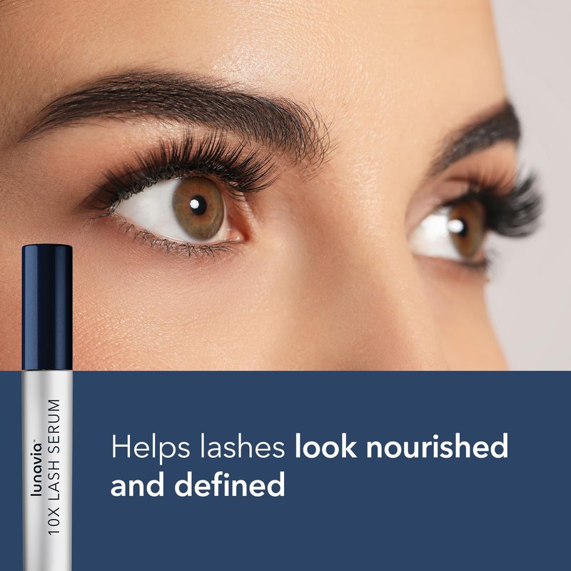 Lunavia 10X Lash Serum - Eyelash Serum with Peptide & Botanical Lash Conditioner for Healthier, Stronger-Looking Lashes - Nourishing Lash Serum with Ginseng Extract for Daily Lash Care
