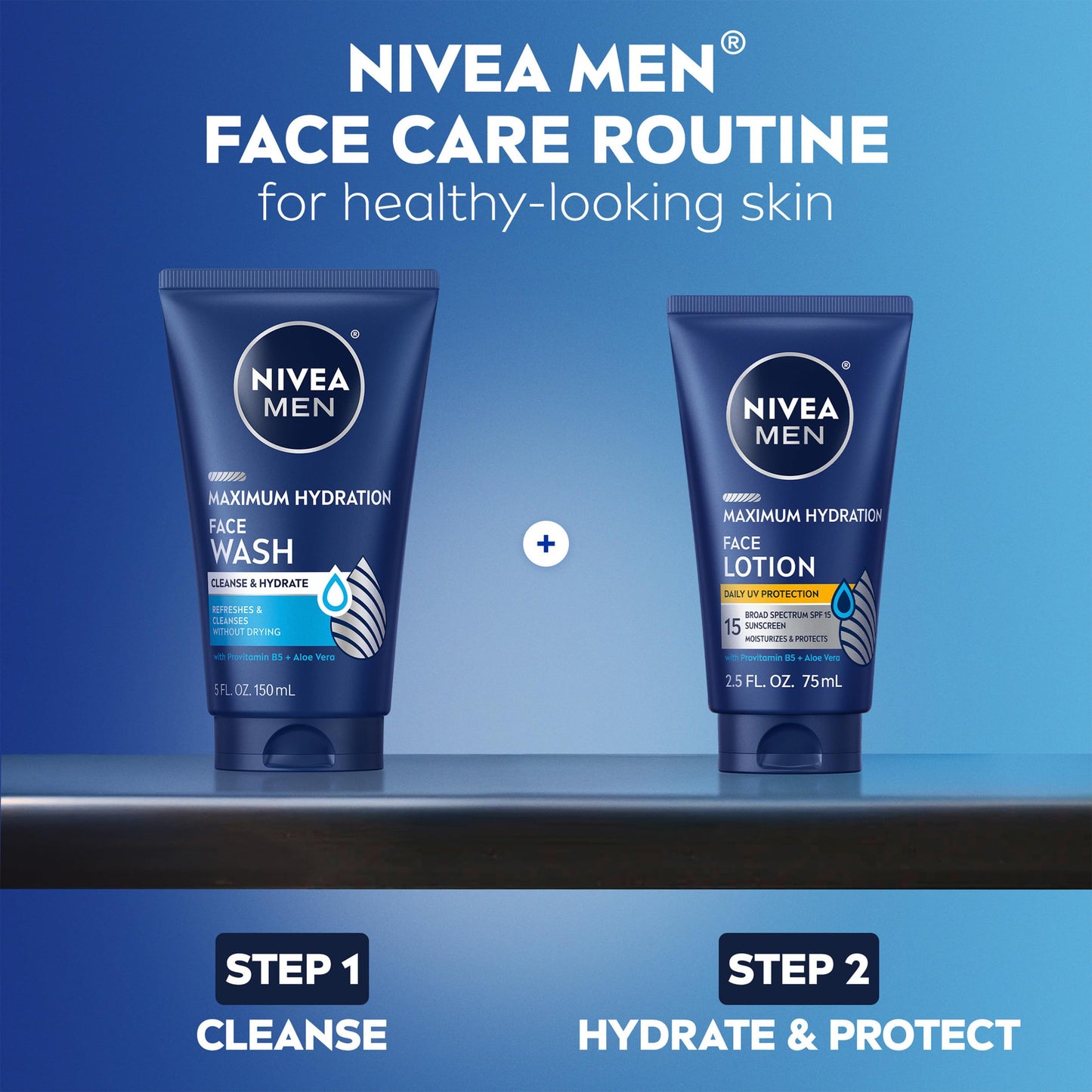 NIVEA MEN Maximum Hydration Face Lotion, Face Lotion with Broad Spectrum SPF 15 Sunscreen for Men, 4 Pack of 2.5 Fl Oz Tubes