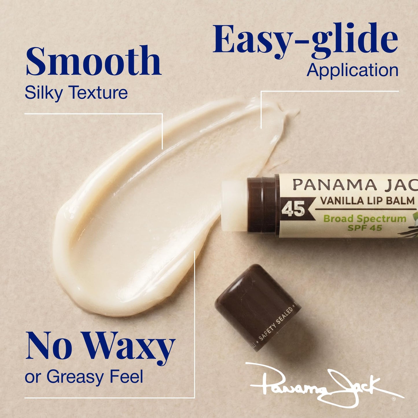 Panama Jack Sunscreen Lip Balm - SPF 45, Broad Spectrum UVA-UVB Sunscreen Protection, Prevents & Soothes Dry, Chapped Lips, Vanilla, 7-pack