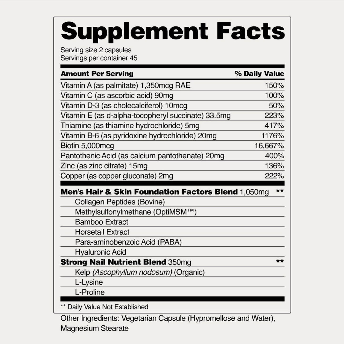 Hair Growth Supplement - Promotes Hair Regrowth, Stops Hair Loss & Boosts Beard Growth with Biotin, Kelp, Bamboo & More for Skin, Nails & Hair (60 Capsules)