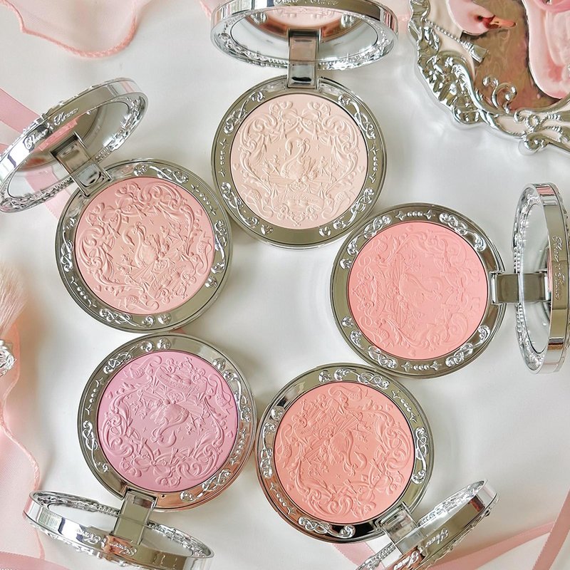 Flower Knows Swan Ballet Embossed Blush,Soft Pink Matte Powder Blush for Cheeks,Buildable & Blendable Face Makeup,Soft Long-Lasting Cute Make Up for Women & Girls,0.17 Oz(02 Romanticism)