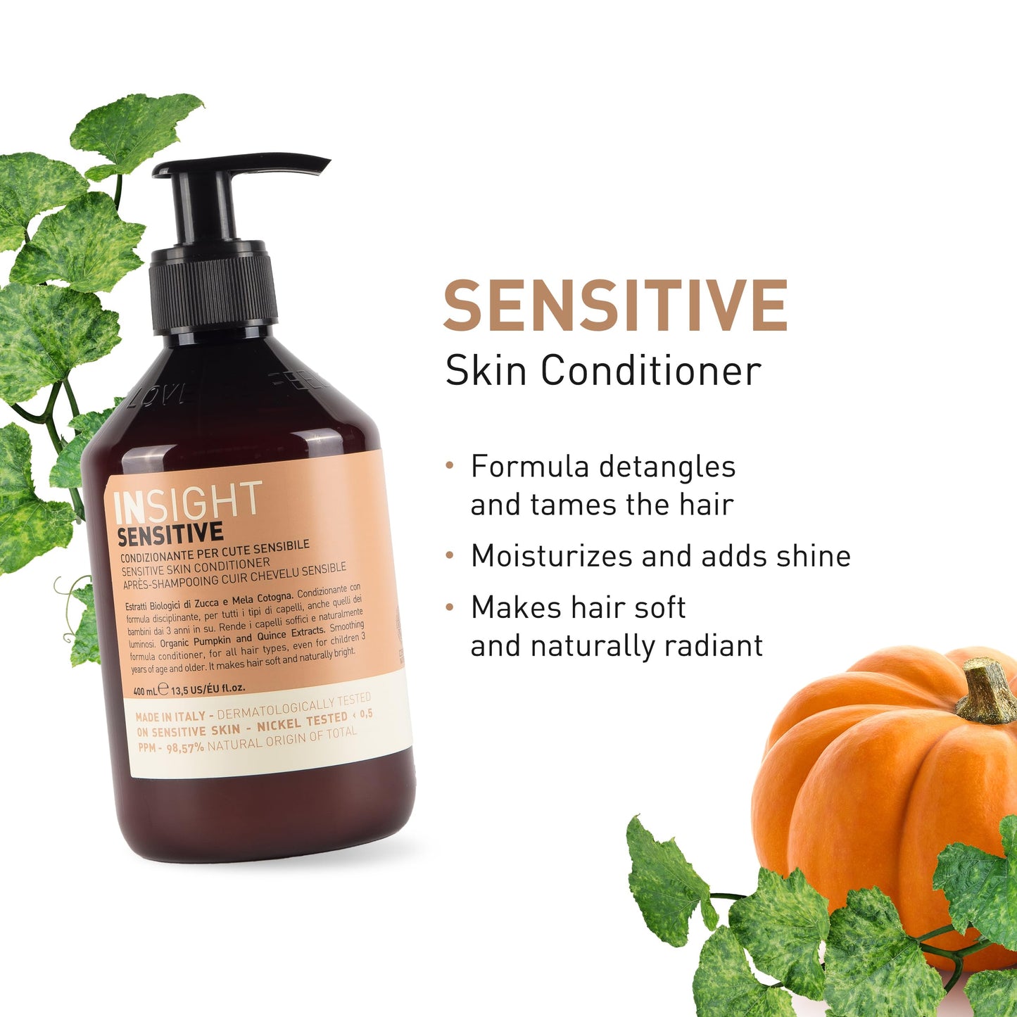 Insight Sensitive Skin Conditioner with Pumpkin & Quince Extracts for Gentle Detangling, Moisture & Natural Shine, 30.4 Fl. Oz. / 900 mL