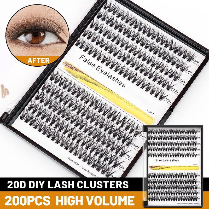 False Eyelashes Kit - 200pcs 7D/10D/20D/30D/40D/50D D Curl Individual Eyelash Extensions | Easy Grafting 8-20mm
