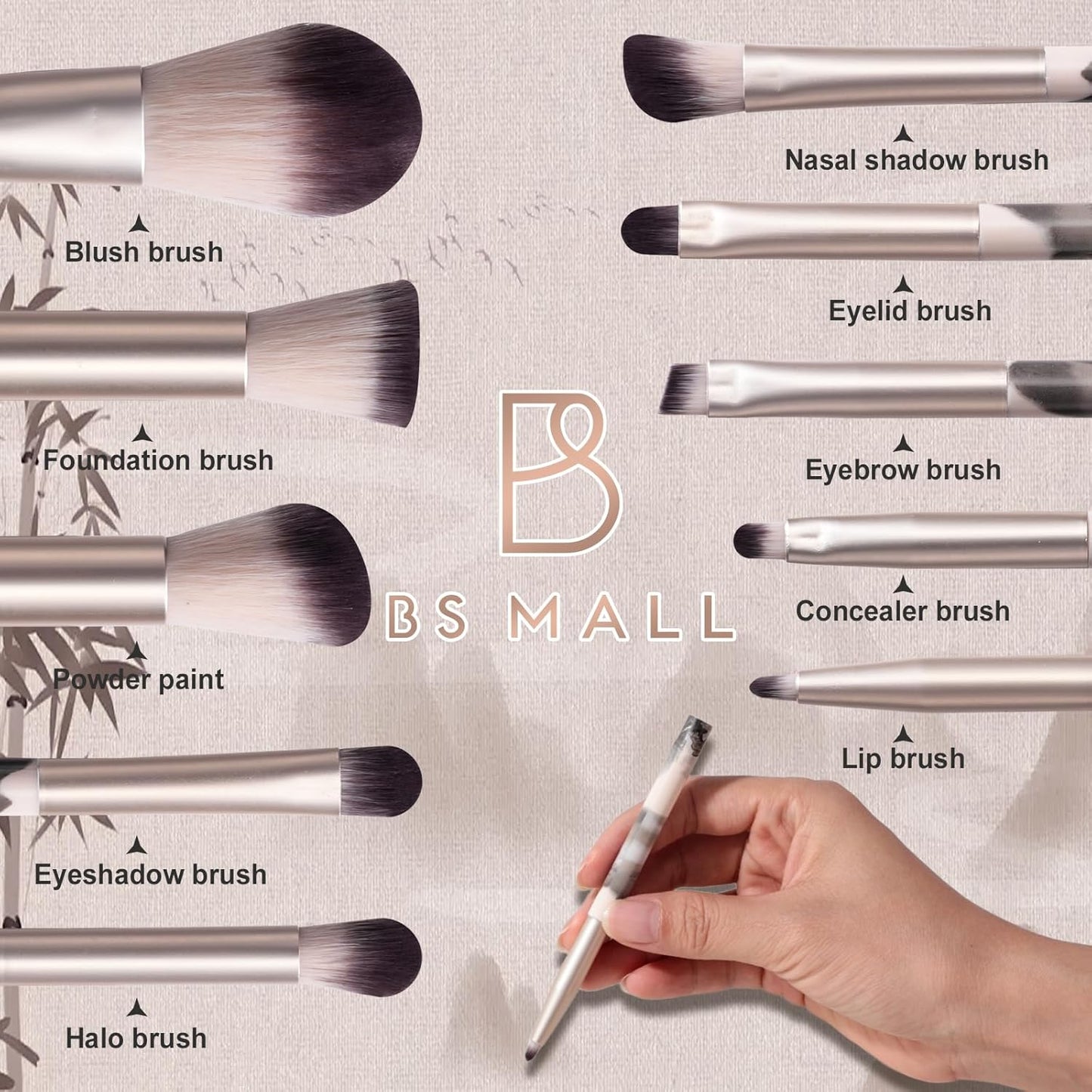 LED Makeup Mirror Case - 15-Piece Travel Makeup Brush Set with Sponge | Perfect for Beauty Routine