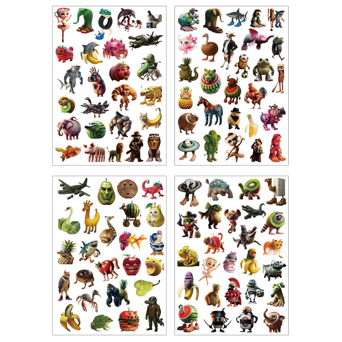 100PCS Italian Brainrot Tattoo Stickers, Tung Tung Tung Sahur Temporary Tattoo Stickers, Funny Fake Tattoos for Men Women, Waterproof Fake Body Art